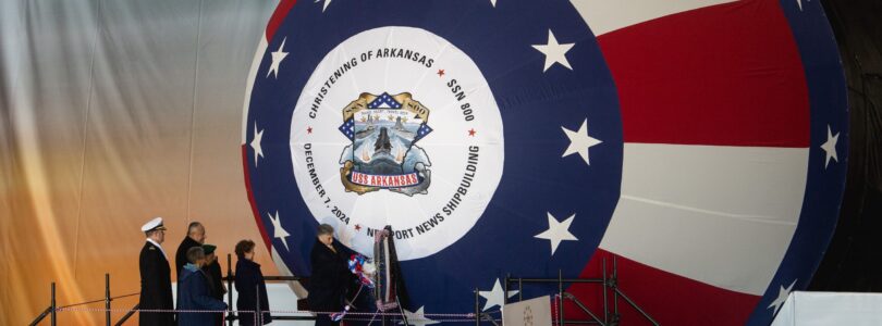 US Navy christens nuclear submarine USS Arkansas