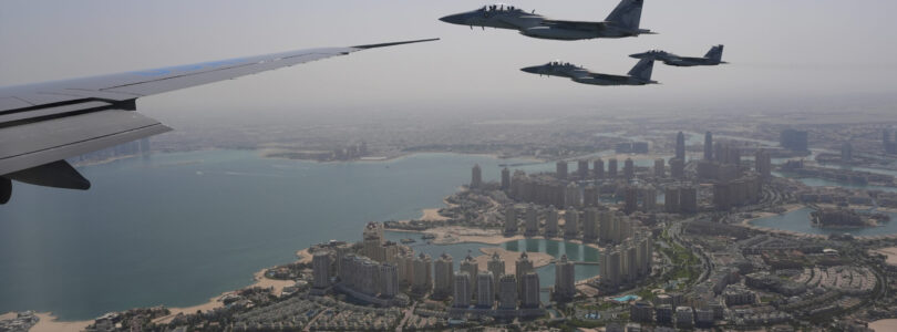 Air Force One greeted by fighter escorts during Trump’s Mideast visit