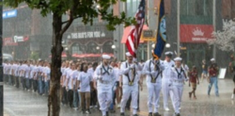 Future Sailors and Recruiters March in the Rain to Busch Stadium [Image 2 of 3]