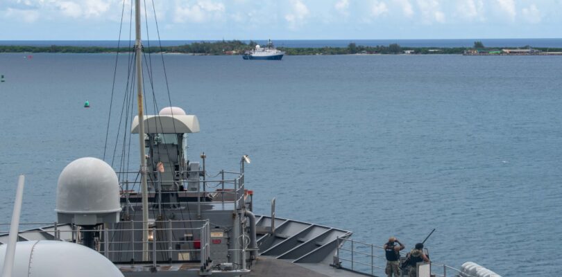 USS Blue Ridge leaves Guam after port visit