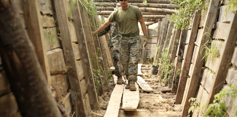 Marines and sailors combat drone threats by digging trenches