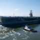 Newest Ford-class carrier USS John F. Kennedy heads to sea for testing