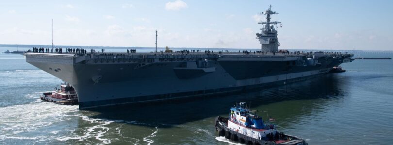 Newest Ford-class carrier USS John F. Kennedy heads to sea for testing