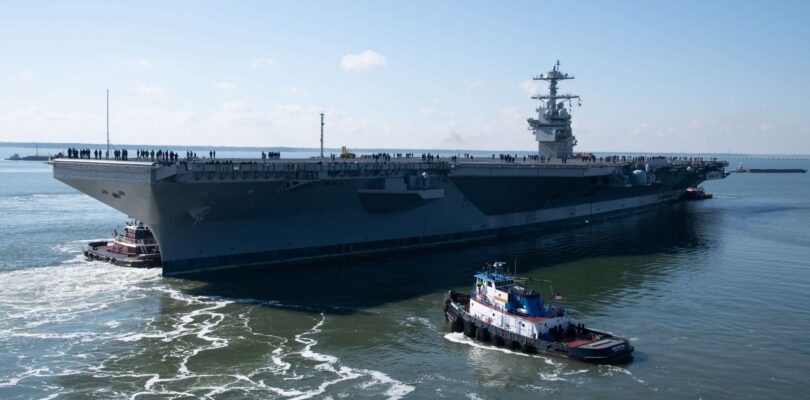 Newest Ford-class carrier USS John F. Kennedy heads to sea for testing