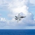 F/A-18 Super Hornet pilots practice touch-and-go landings — on Iwo Jima