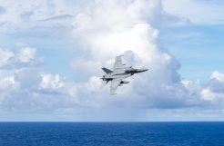 F/A-18 Super Hornet pilots practice touch-and-go landings — on Iwo Jima