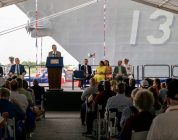 Navy christens Flight III Arleigh Burke-class destroyer after Korean War hero