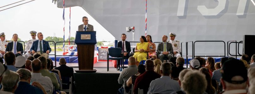 Navy christens Flight III Arleigh Burke-class destroyer after Korean War hero