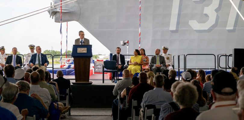 Navy christens Flight III Arleigh Burke-class destroyer after Korean War hero