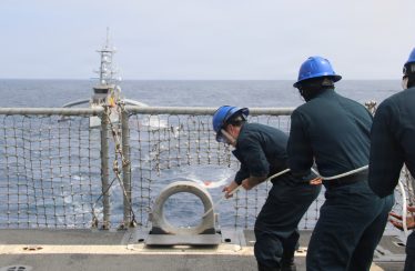 US destroyer practices at-sea drone refueling