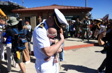 Daddy’s home!: 122 sailors aboard the Abraham Lincoln meet their children for the first time